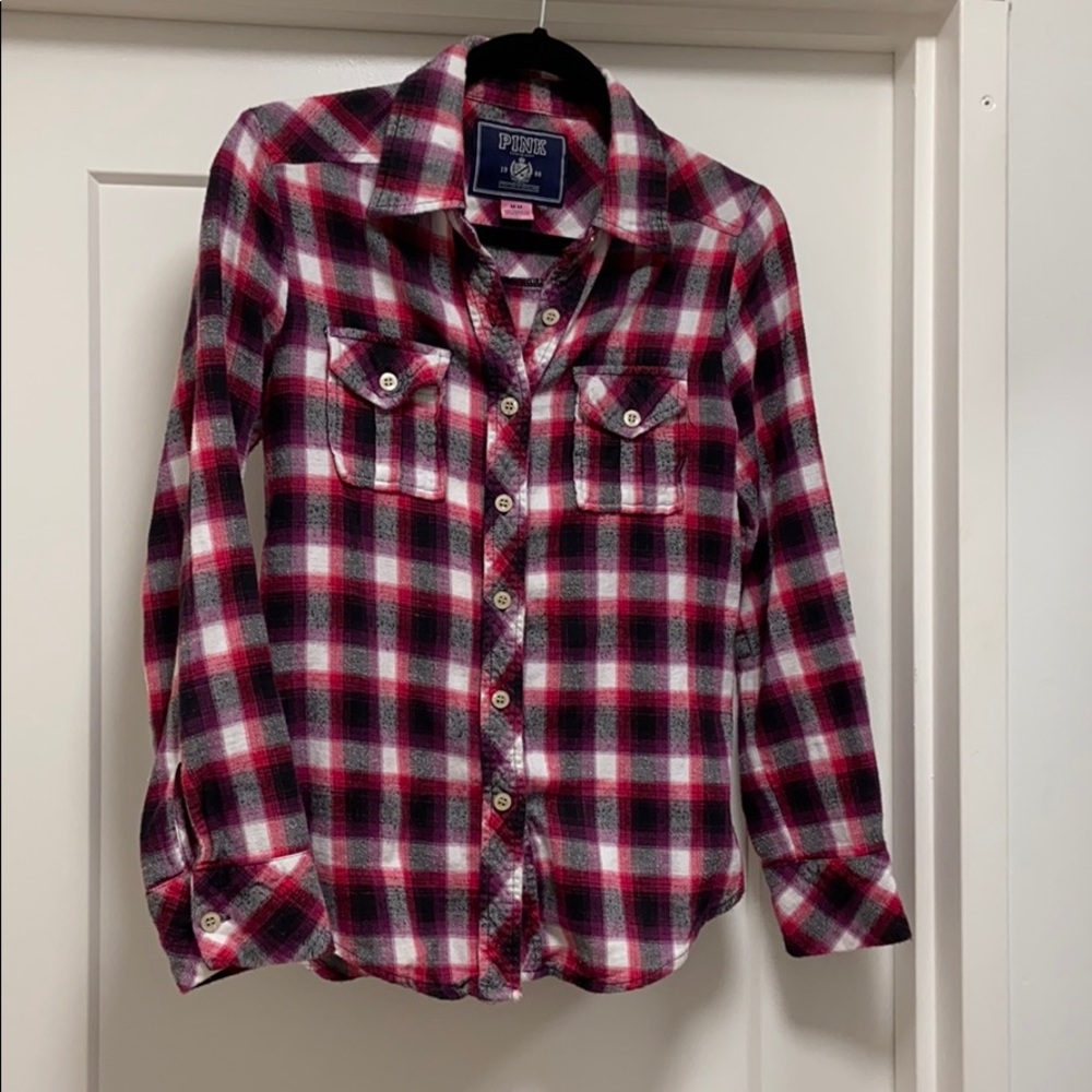 PINK Victoria Secret plaid button up